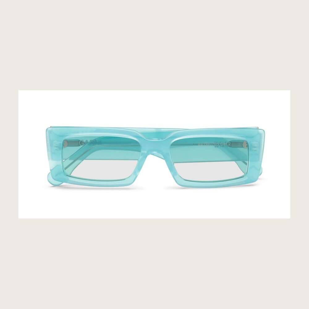 GANNI - Blue transparent rectangle sunglasses - Picture 6 of 6